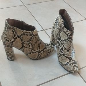 Brown Snakeskin Heeled Ankle Booties